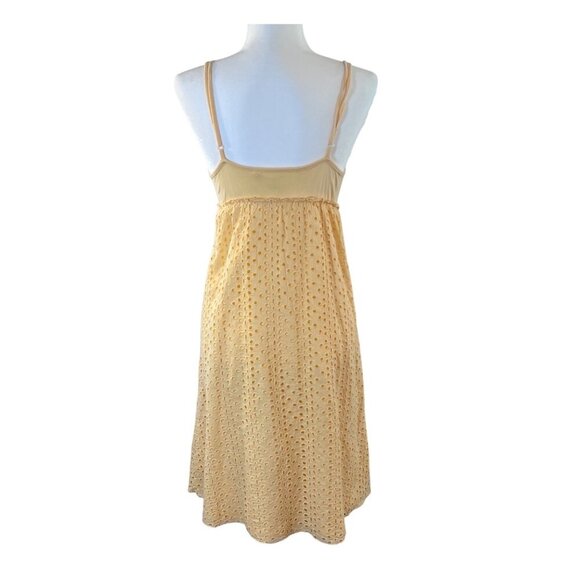 Womens Beachy Eyelet Yellow Sundress Spaghetti Straps Empire Waist By Roxy S - Picture 2 of 10